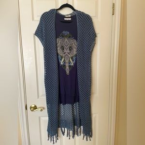 Boho Crochet Duster Vest and Tee